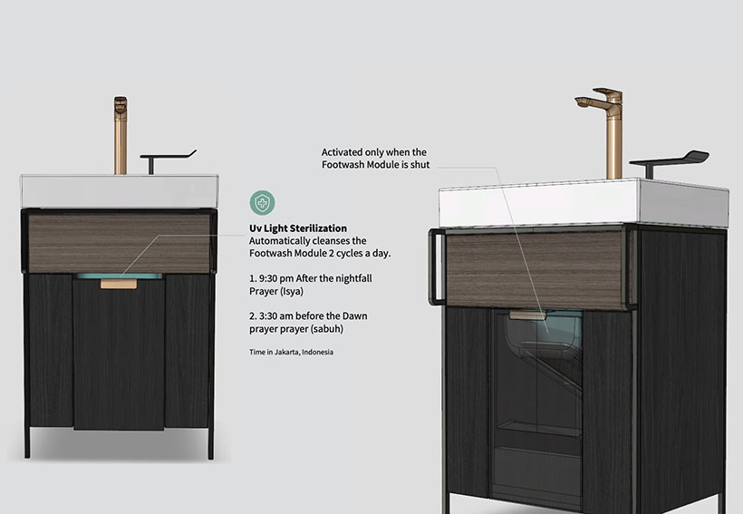 Wudu sink with foot wash